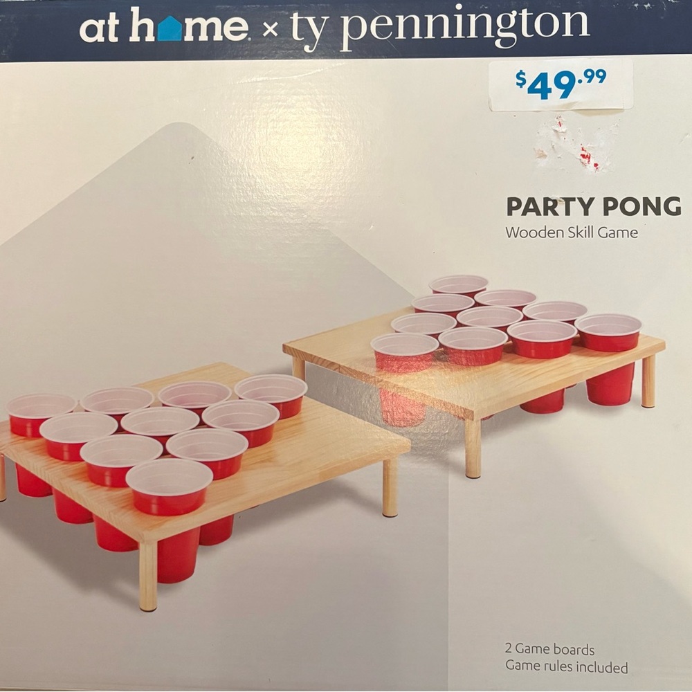 NWOT At Home Party Pong Wooden Skill Game - Red